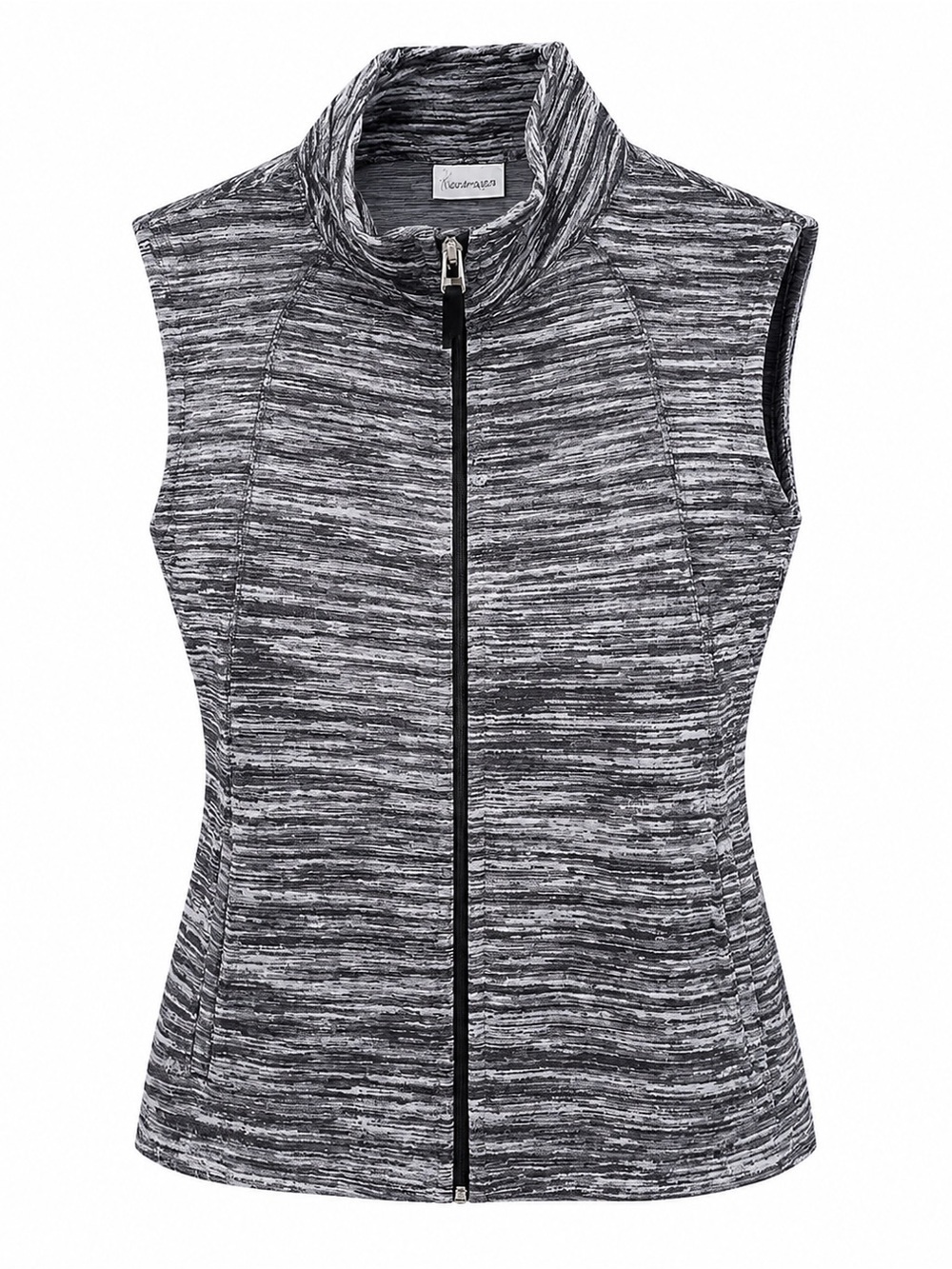 Kim Rogers Petite Space Dye Zip Vest Gray Black Size M PM NWT